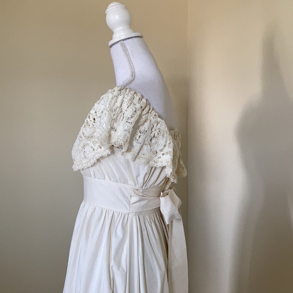Vintage 1970s Gunne Sax By Jessica San Fransisco Cotton Muslin Wedding Dress - Picture 6 of 16